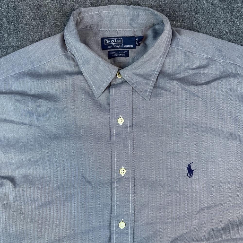 Polo Ralph Lauren Men's‎ XL Gray Herringbone Lowell Sport Blue Pony Cotton Shirt